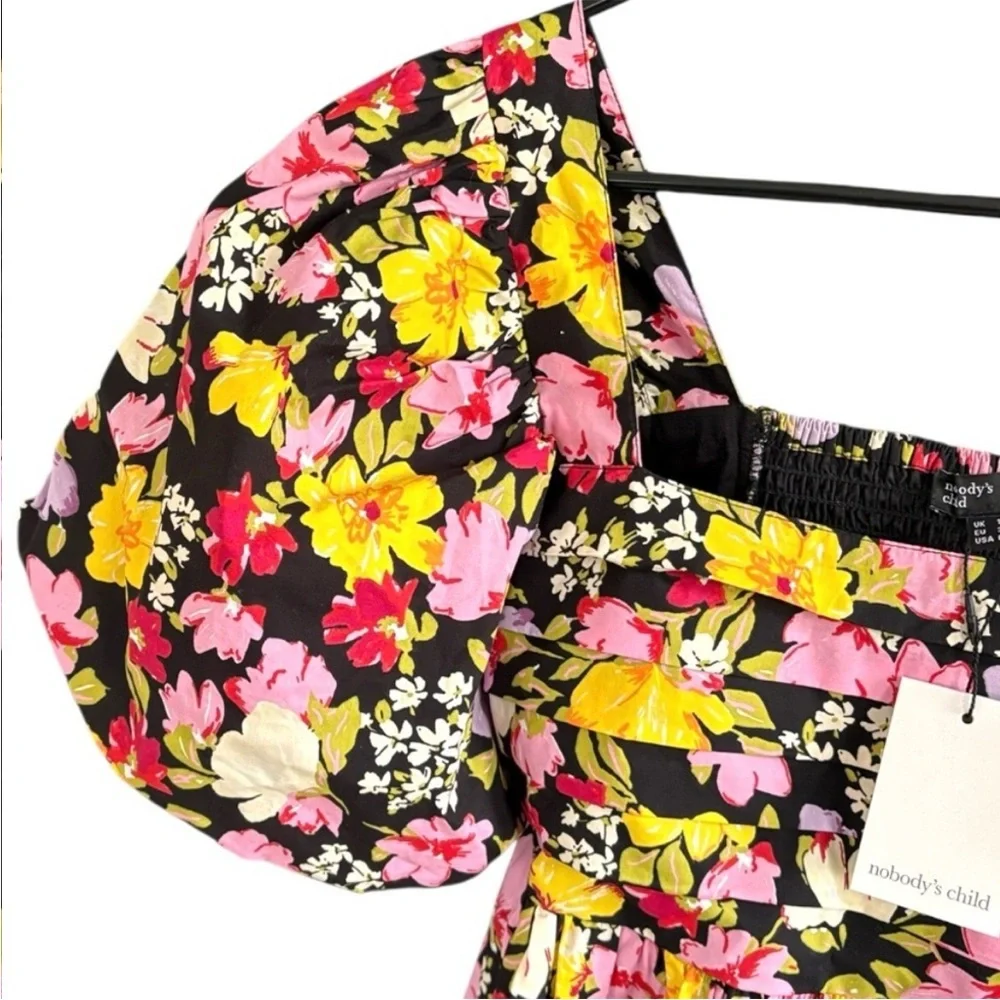 NWT Nobody's Child Nova Puff Sleeve
Black Floral Midi Dress Size 6 - Picture 8 of 15